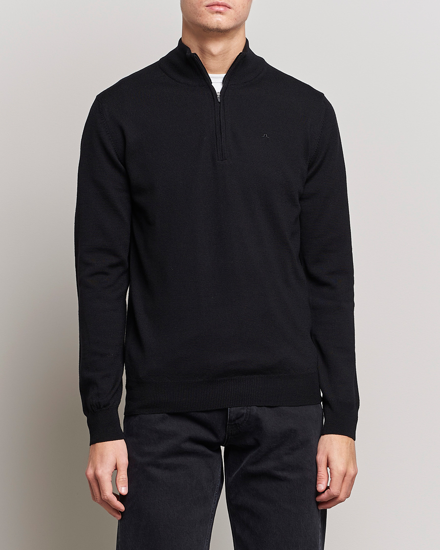 Herre | Trøjer | J.Lindeberg | Kian Quarter Zip Merino Sweater Black