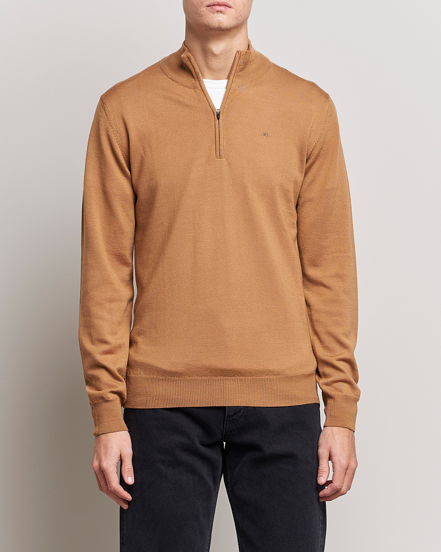 J.Lindeberg Kian Quarter Zip Sweater Chipmunk - CareOfCarl.dk