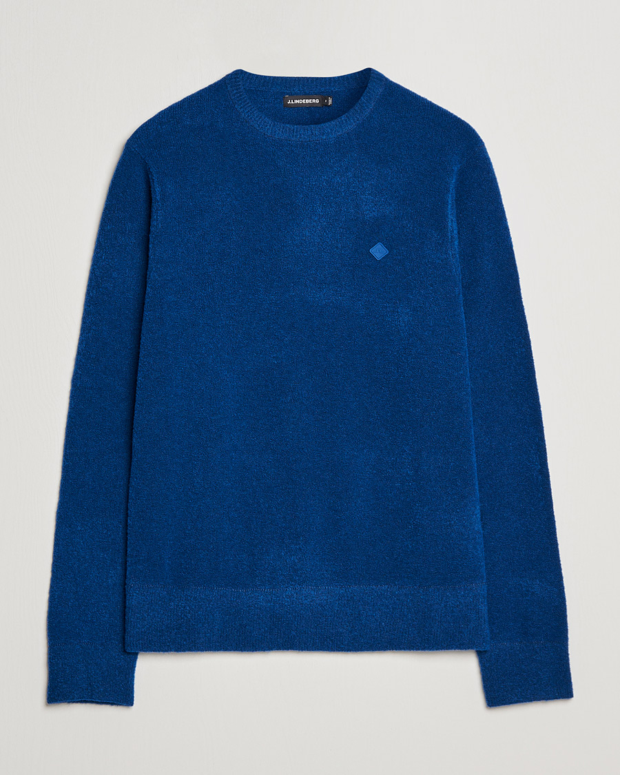 Herre | Trøjer | J.Lindeberg | Yuri Merino Logo Crew Neck Sweater Navy Peony