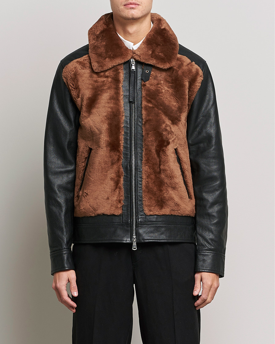 Herre | Jakker | J.Lindeberg | Grizzly Sheepskin Leather Jacket Chipmunk