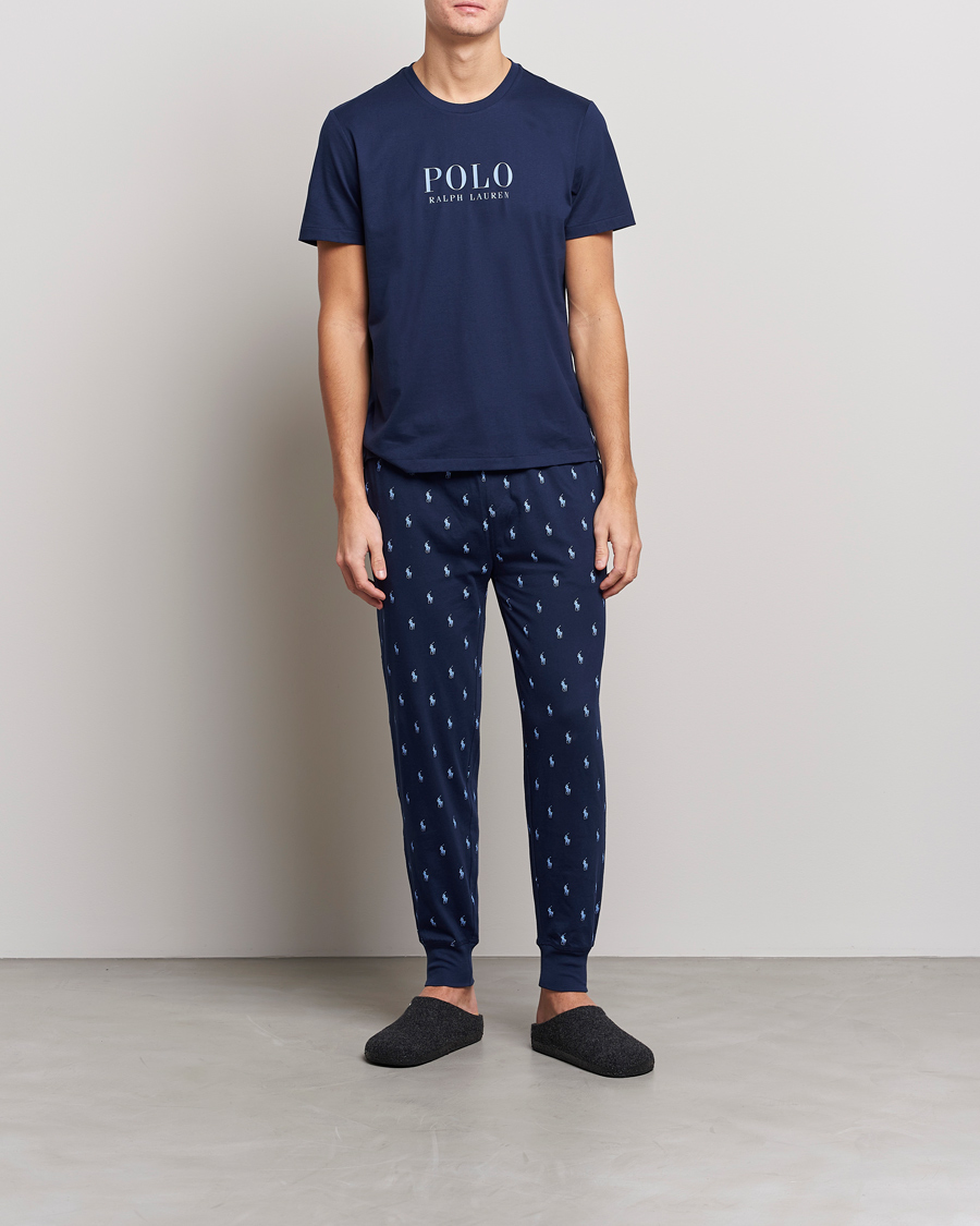 Herre | T-Shirts | Polo Ralph Lauren | Cotton Logo Crew Neck T-Shirt Navy