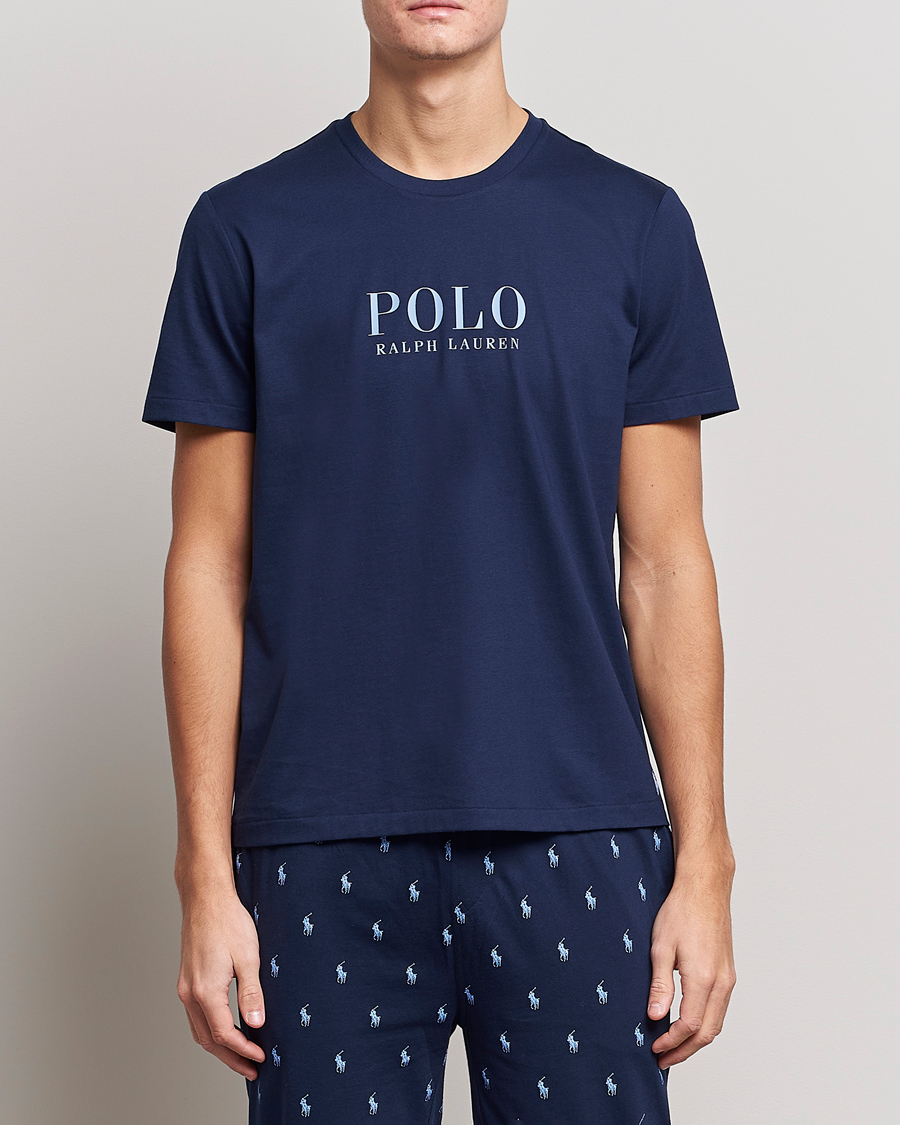 Herre | T-Shirts | Polo Ralph Lauren | Cotton Logo Crew Neck T-Shirt Navy