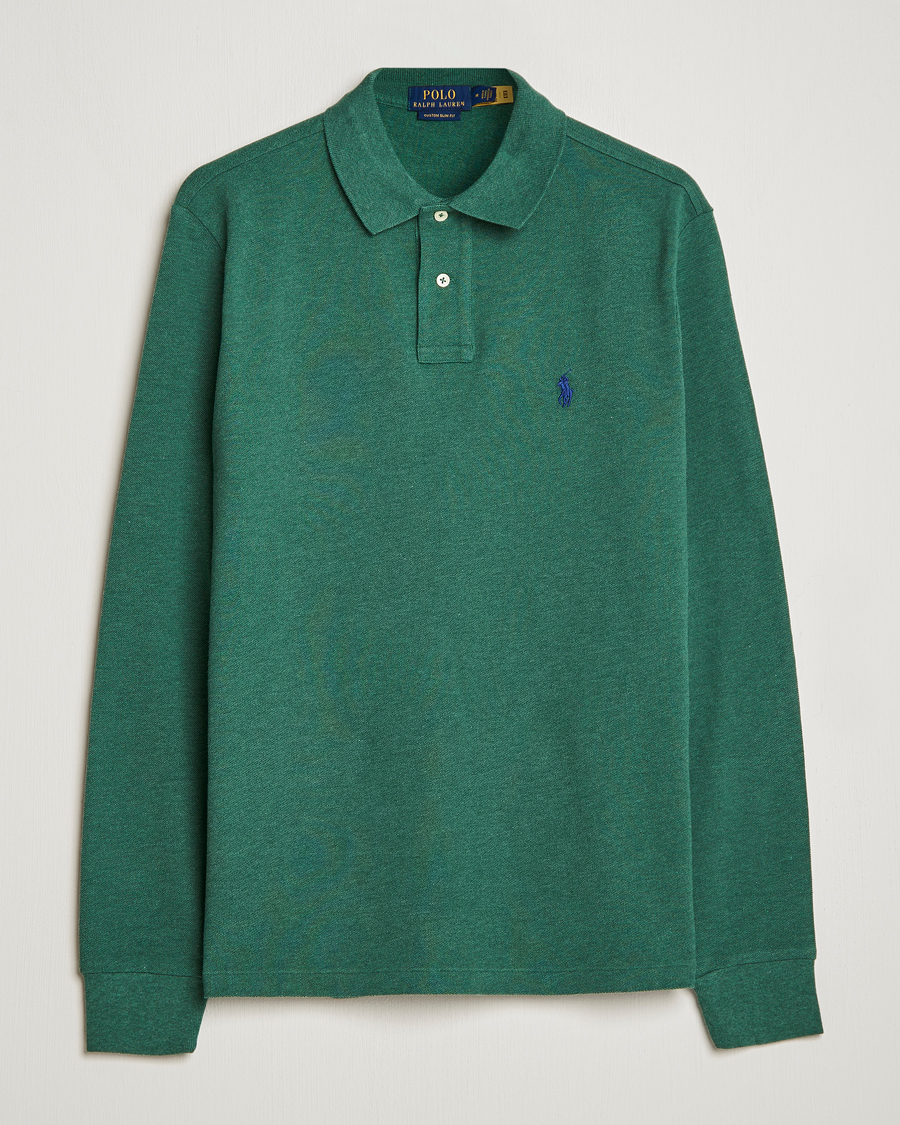 Herre | Trøjer | Polo Ralph Lauren | Custom Slim Fit Long Sleeve Polo Verano Green Heather