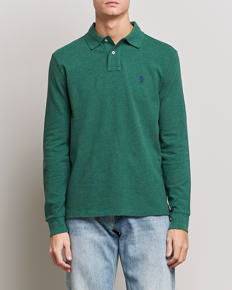 Herre | Trøjer | Polo Ralph Lauren | Custom Slim Fit Long Sleeve Polo Verano Green Heather