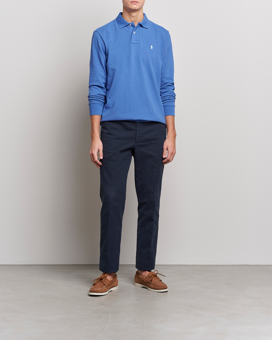 Herre | Trøjer | Polo Ralph Lauren | Custom Slim Fit Long Sleeve Polo Maidstone Blue