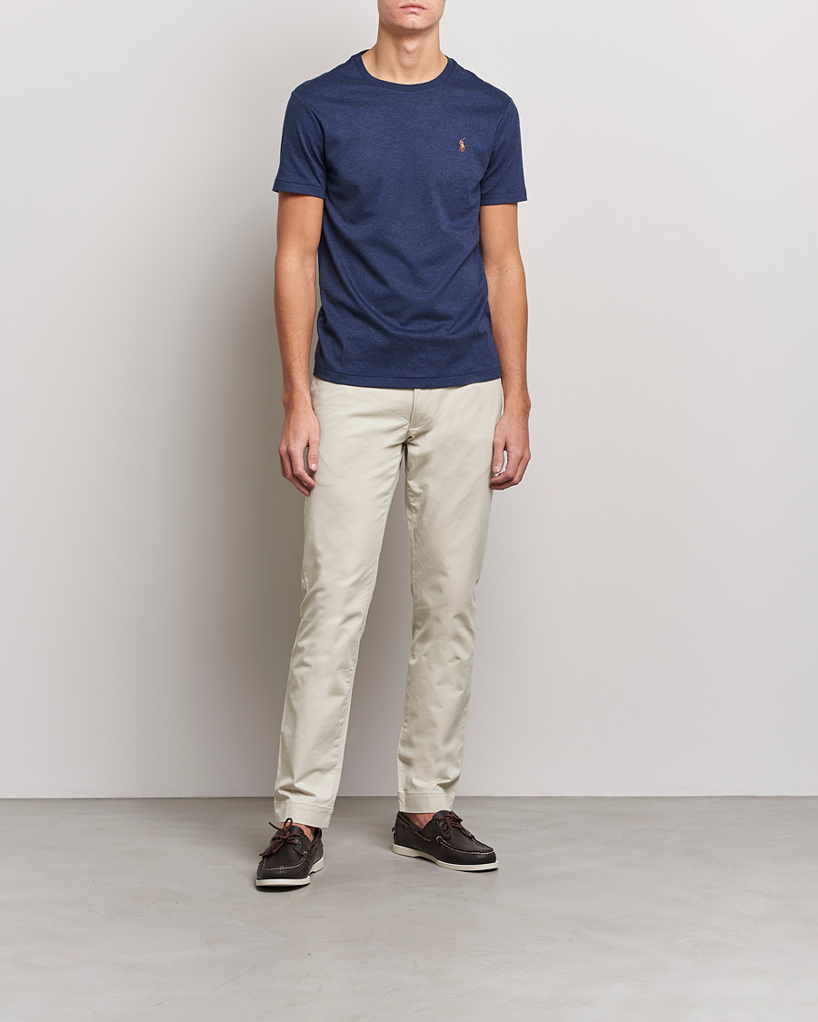 Herre | T-Shirts | Polo Ralph Lauren | Luxury Pima Cotton Crew Neck T-Shirt Navy Heather