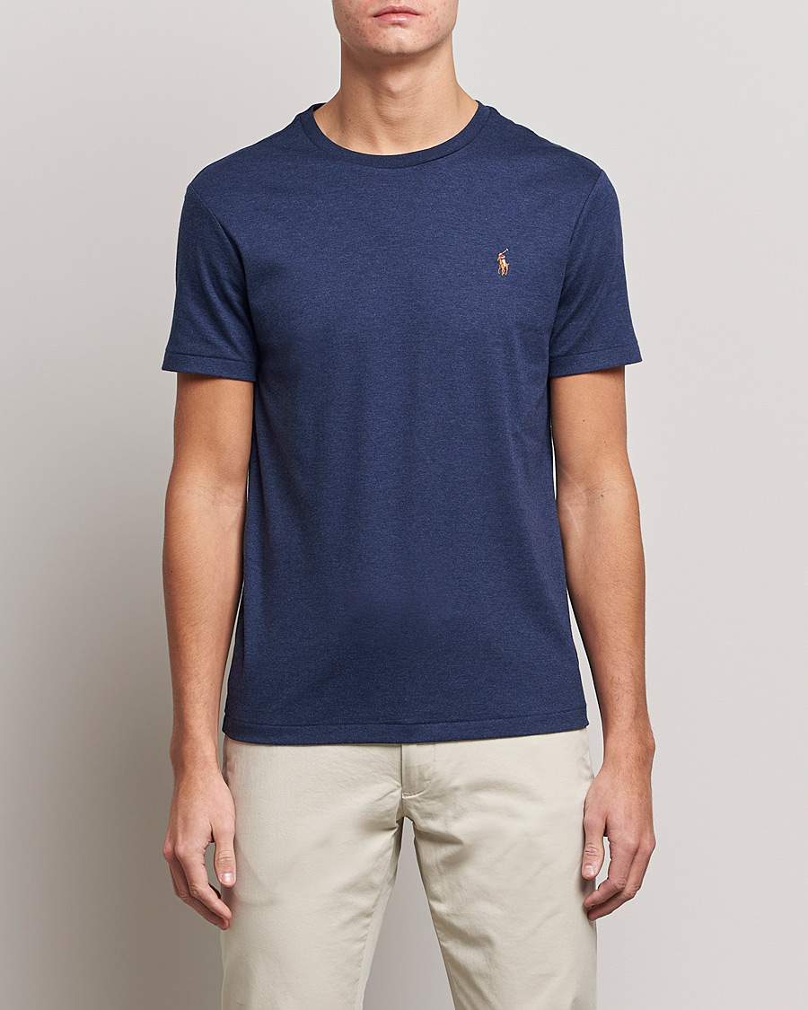 Herre | T-Shirts | Polo Ralph Lauren | Luxury Pima Cotton Crew Neck T-Shirt Navy Heather