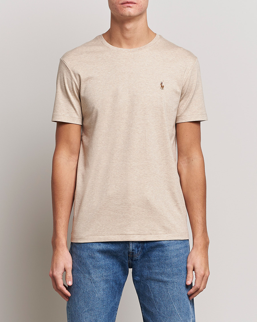 Herre | Kortærmede t-shirts | Polo Ralph Lauren | Luxury Pima Cotton Crew Neck T-Shirt Sand Heather