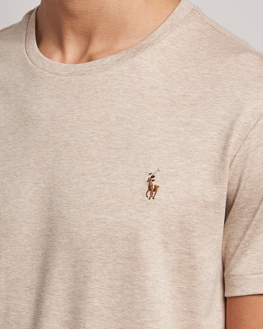Herre | T-Shirts | Polo Ralph Lauren | Luxury Pima Cotton Crew Neck T-Shirt Sand Heather