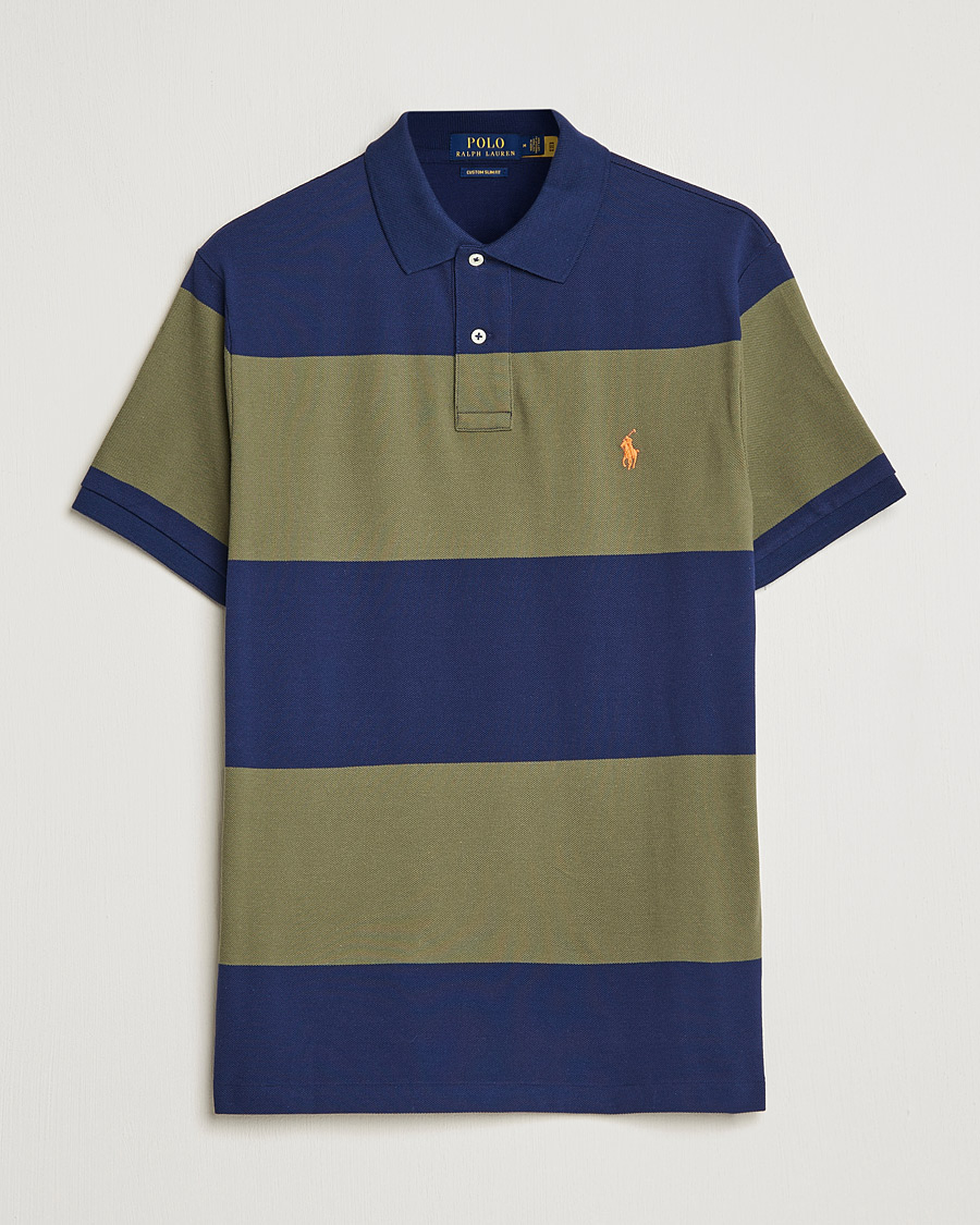 Herre | Polotrøjer | Polo Ralph Lauren | Custom Slim Fit Barstriped Polo Navy/Dark Sage