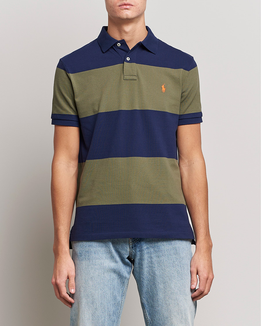 Herre | Polotrøjer | Polo Ralph Lauren | Custom Slim Fit Barstriped Polo Navy/Dark Sage
