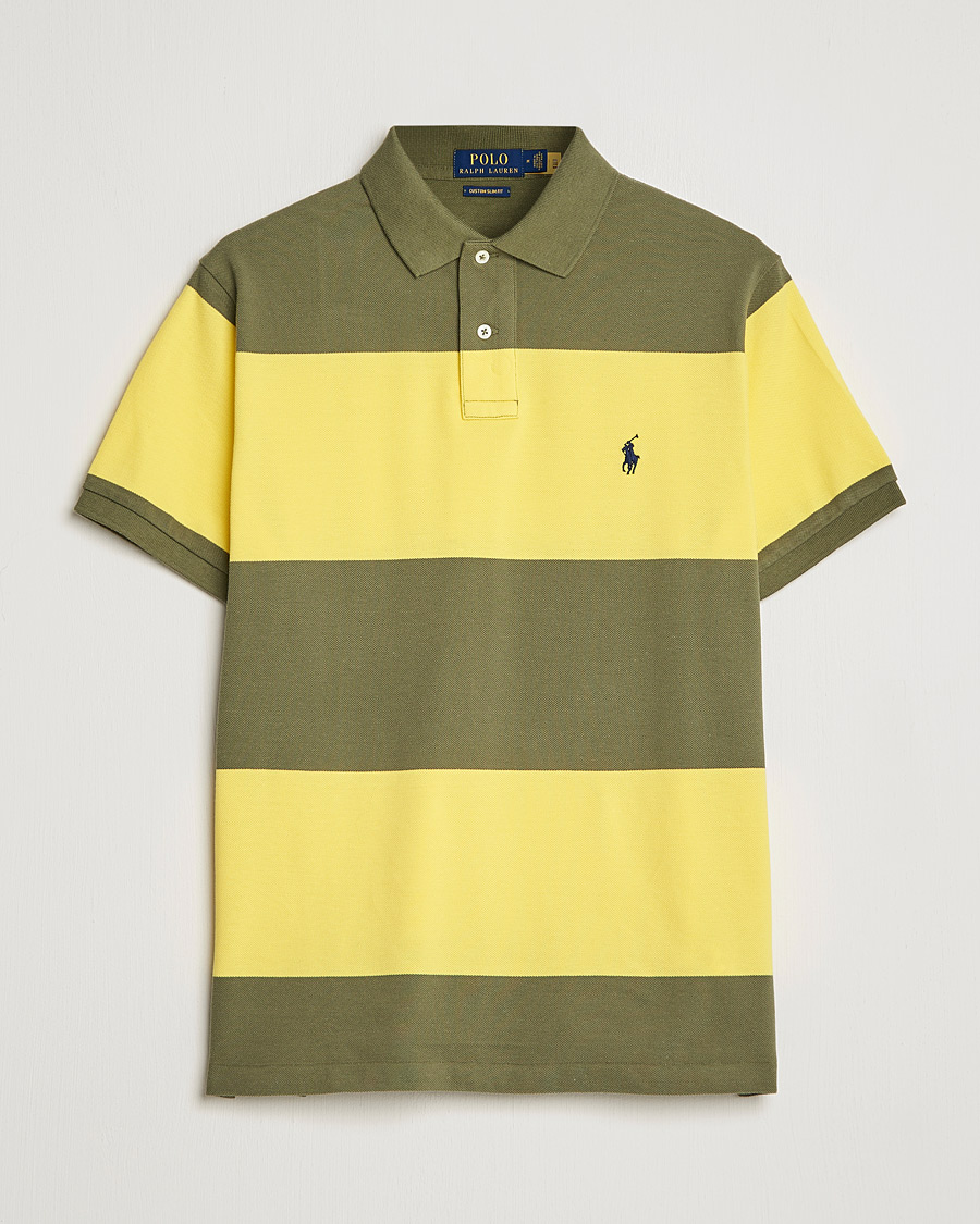 Herre | Polotrøjer | Polo Ralph Lauren | Custom Slim Fit Barstriped Polo Lemon/Dark Sage