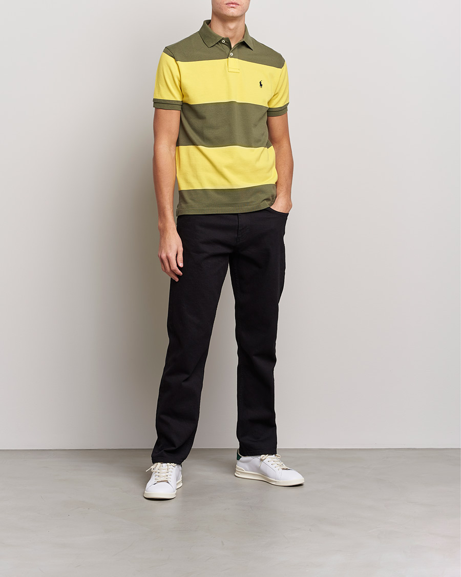 Herre | Polotrøjer | Polo Ralph Lauren | Custom Slim Fit Barstriped Polo Lemon/Dark Sage