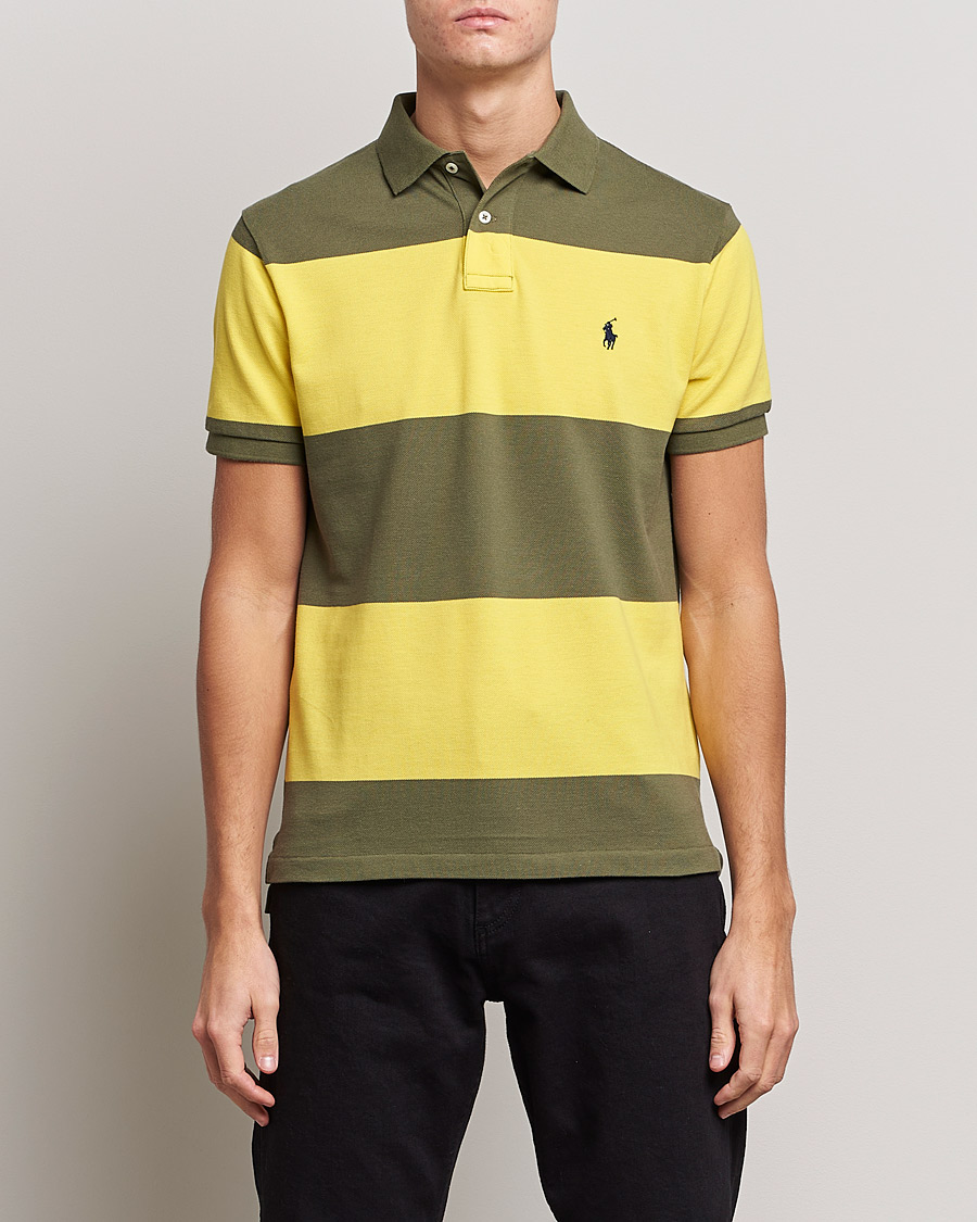 Herre | Polotrøjer | Polo Ralph Lauren | Custom Slim Fit Barstriped Polo Lemon/Dark Sage