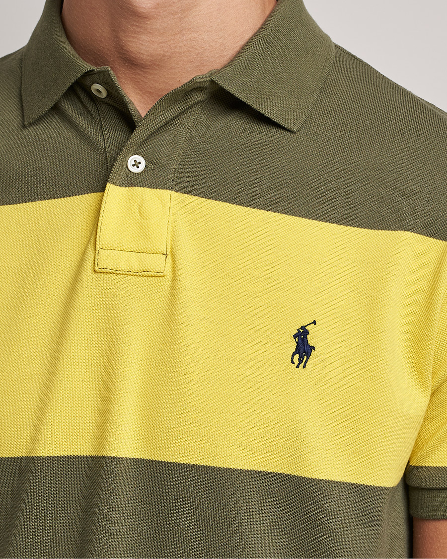 Herre | Polotrøjer | Polo Ralph Lauren | Custom Slim Fit Barstriped Polo Lemon/Dark Sage