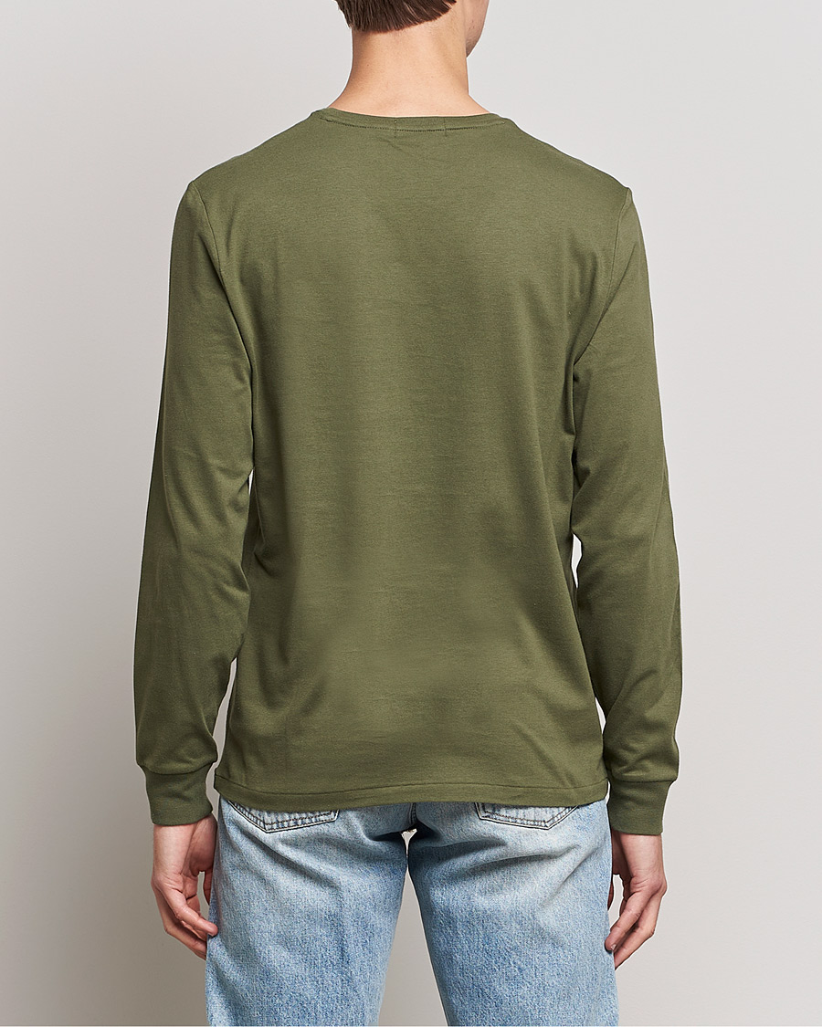 Herre | T-Shirts | Polo Ralph Lauren | Printed Bear Crew Neck Long Sleeve T-Shirt Dark Sage