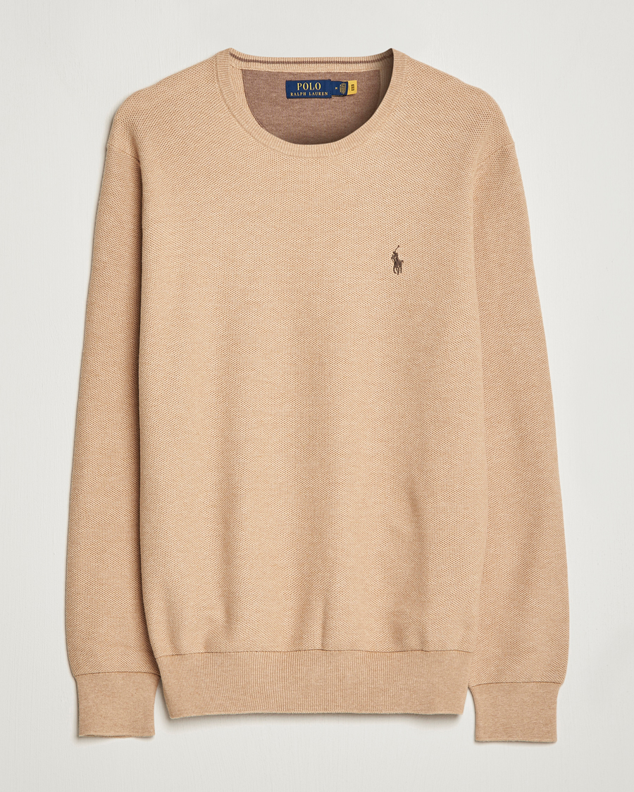 Herre | Trøjer | Polo Ralph Lauren | Textured Knitted Crew Neck Camel Melange