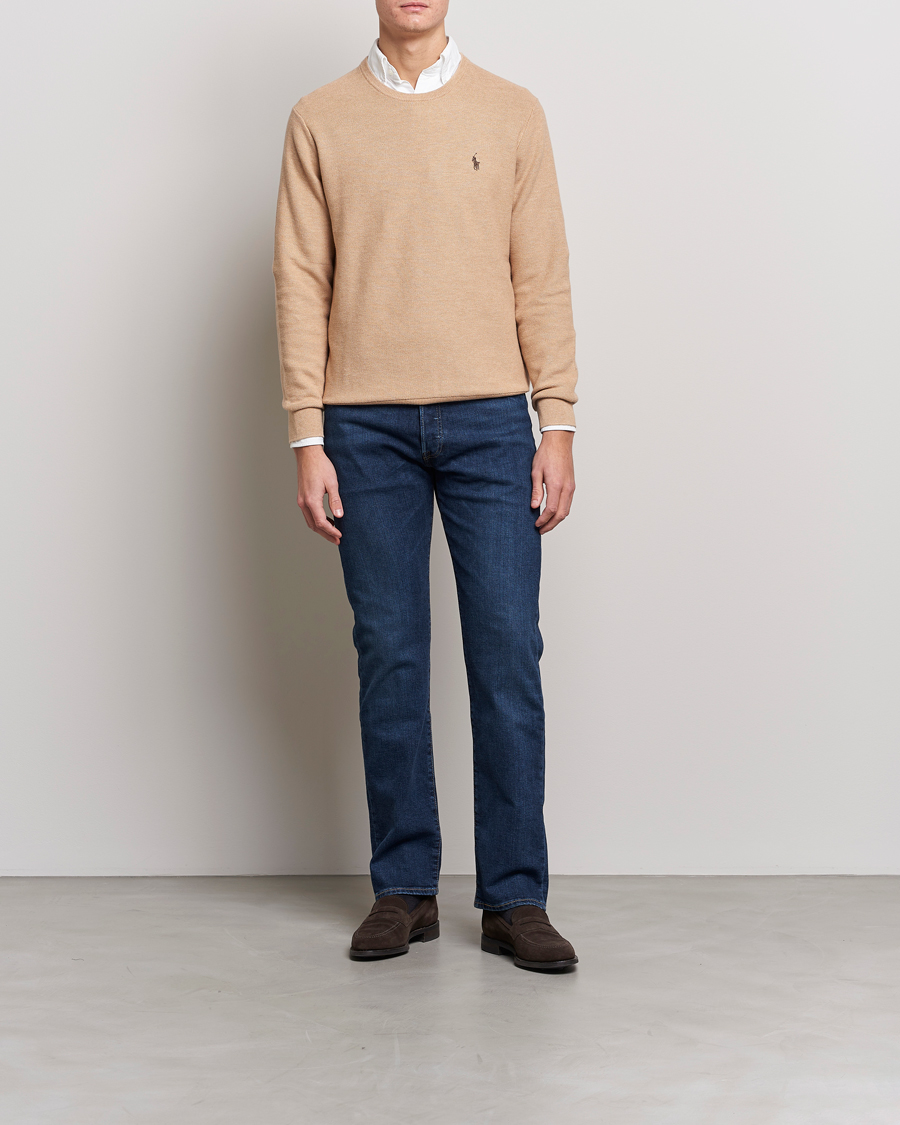Herre | Trøjer | Polo Ralph Lauren | Textured Knitted Crew Neck Camel Melange