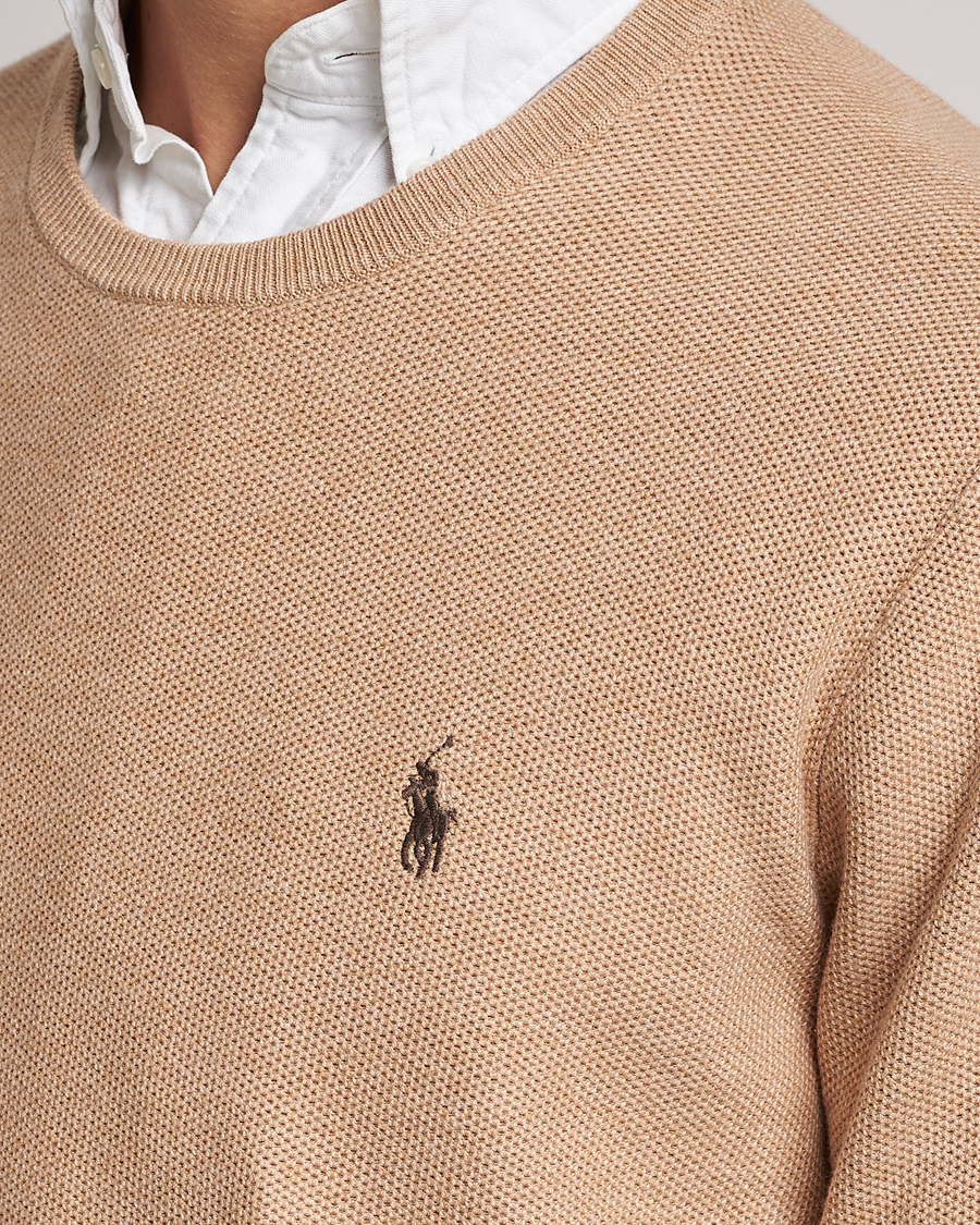 Herre | Trøjer | Polo Ralph Lauren | Textured Knitted Crew Neck Camel Melange