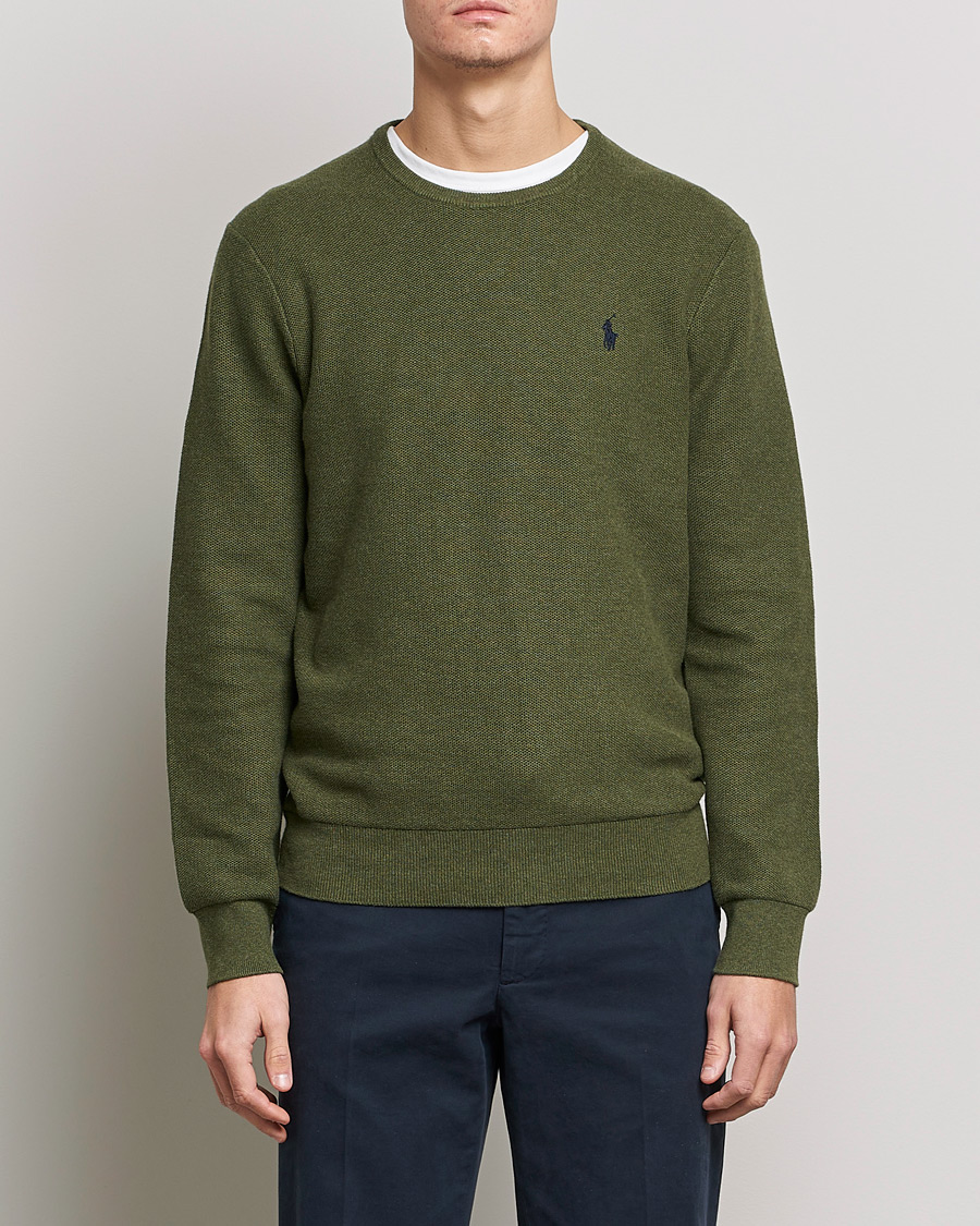 Herre | Trøjer | Polo Ralph Lauren | Textured Knitted Crew Neck Olive Heather