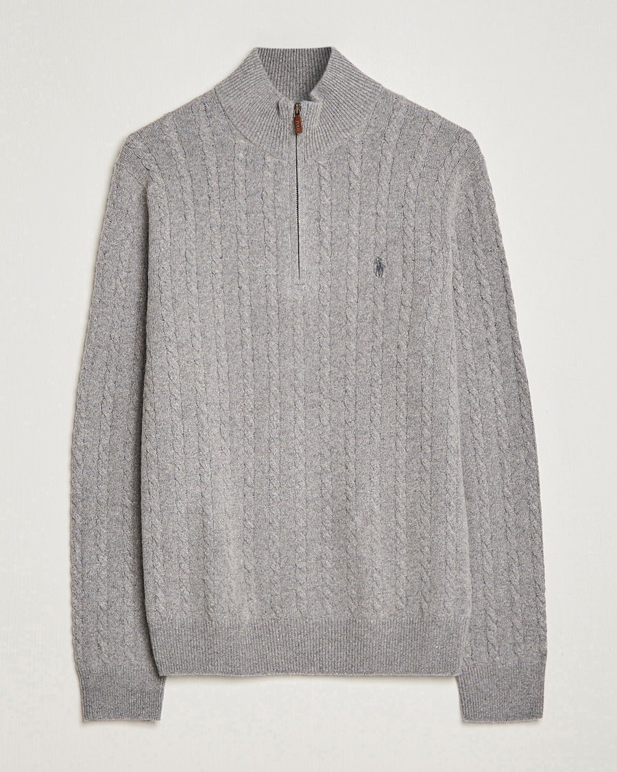 Herre | Trøjer | Polo Ralph Lauren | Cotton/Wool Cable Half-Zip Fawn Grey Heather