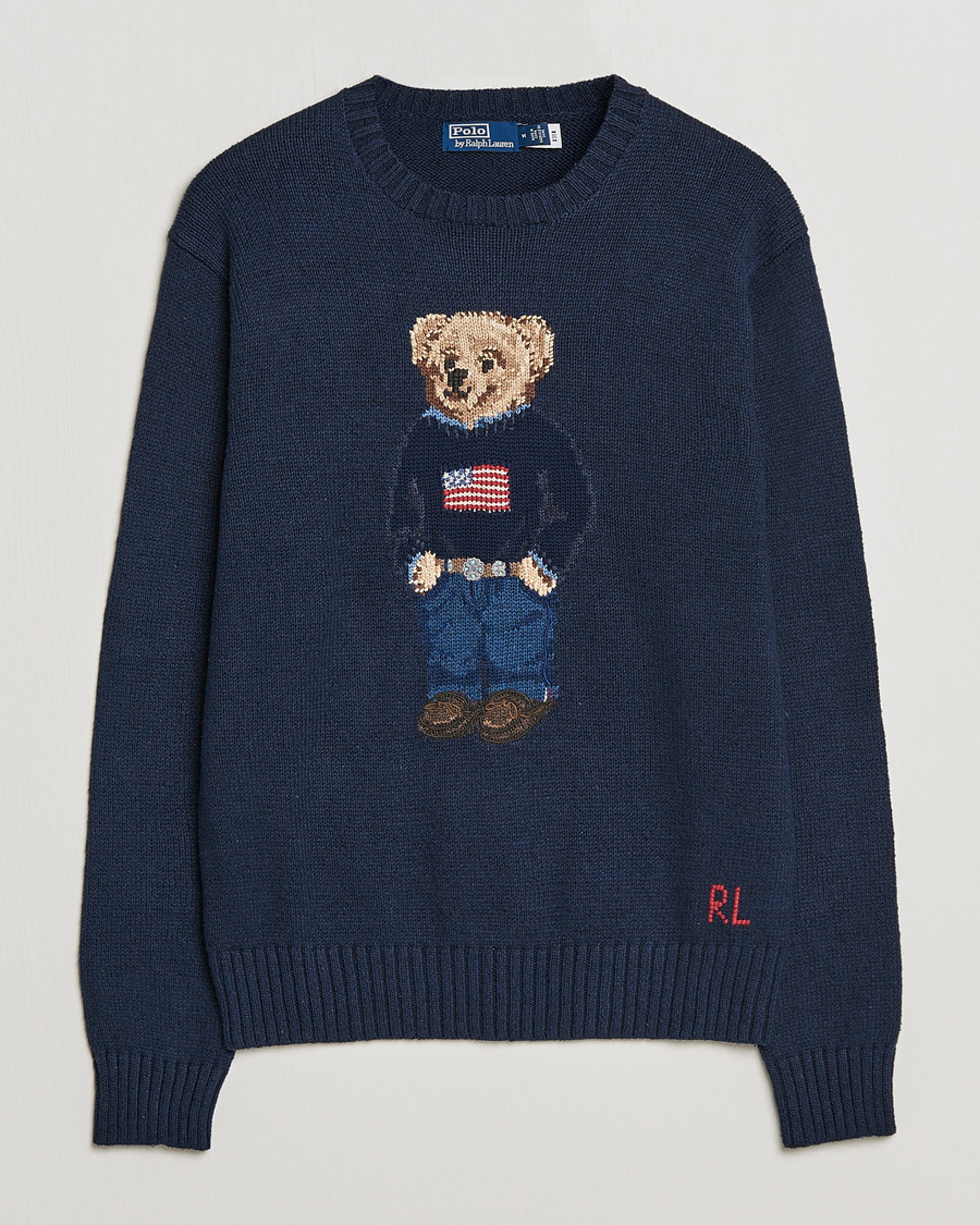 Herre | Trøjer | Polo Ralph Lauren | Flag Bear Knitted Sweater Navy