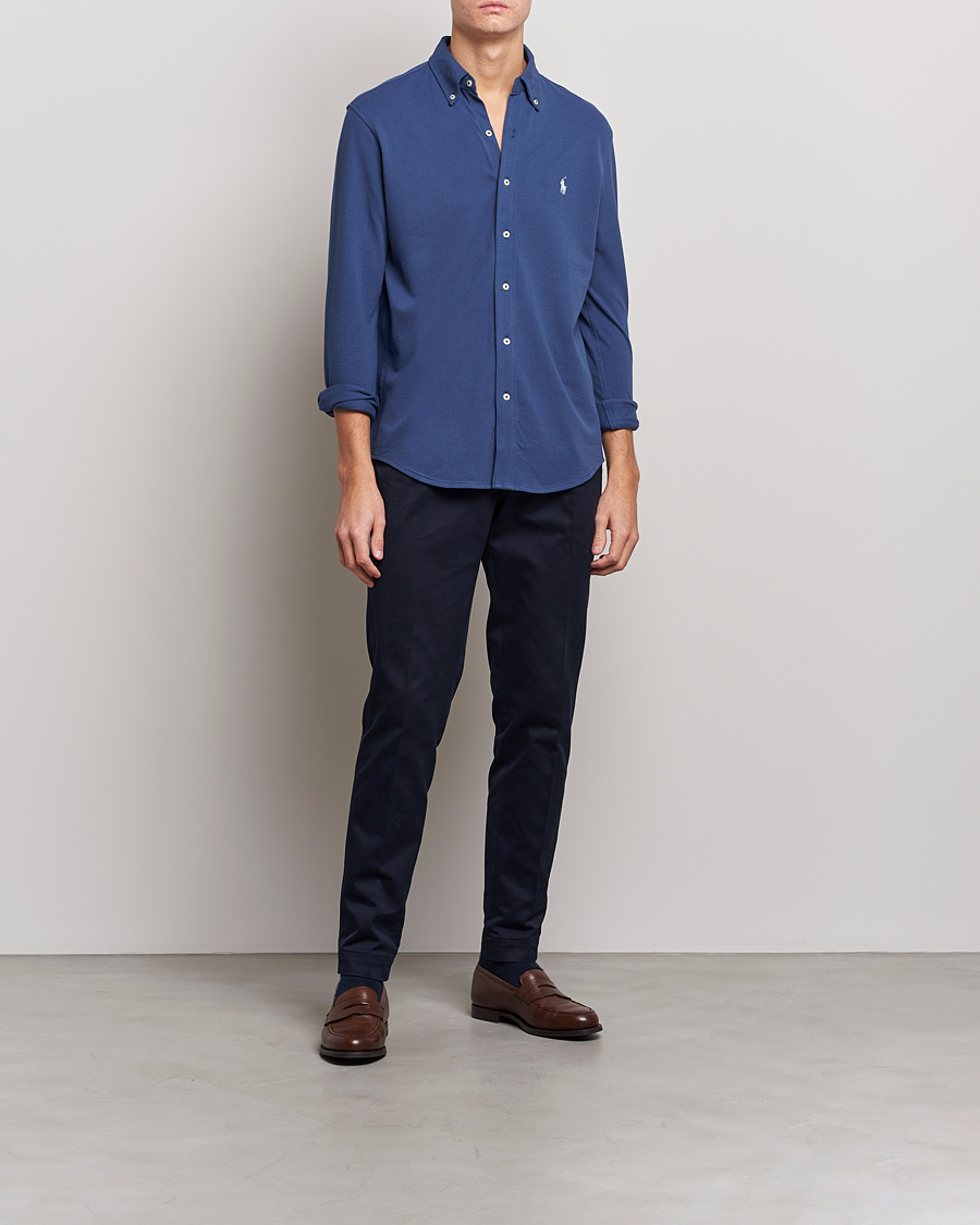 Herre | Skjorter | Polo Ralph Lauren | Featherweight Mesh Shirt Light Navy