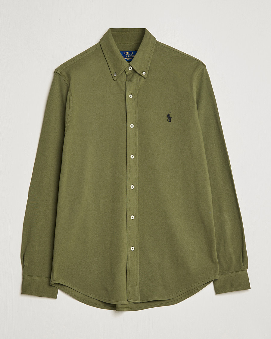 Herre | Skjorter | Polo Ralph Lauren | Slim Fit Featherweight Mesh Shirt Dark Sage