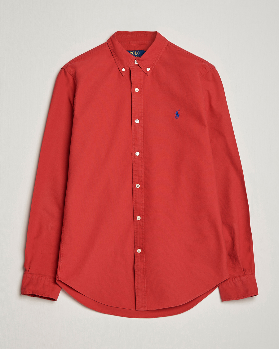 Herre | Skjorter | Polo Ralph Lauren | Slim Fit Garment Dyed Oxford Shirt Red