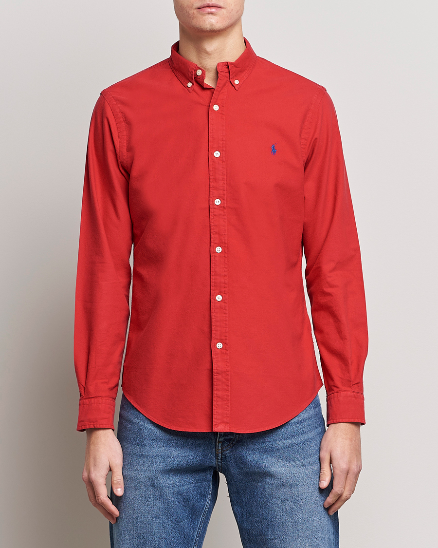 Herre |  | Polo Ralph Lauren | Slim Fit Garment Dyed Oxford Shirt Red