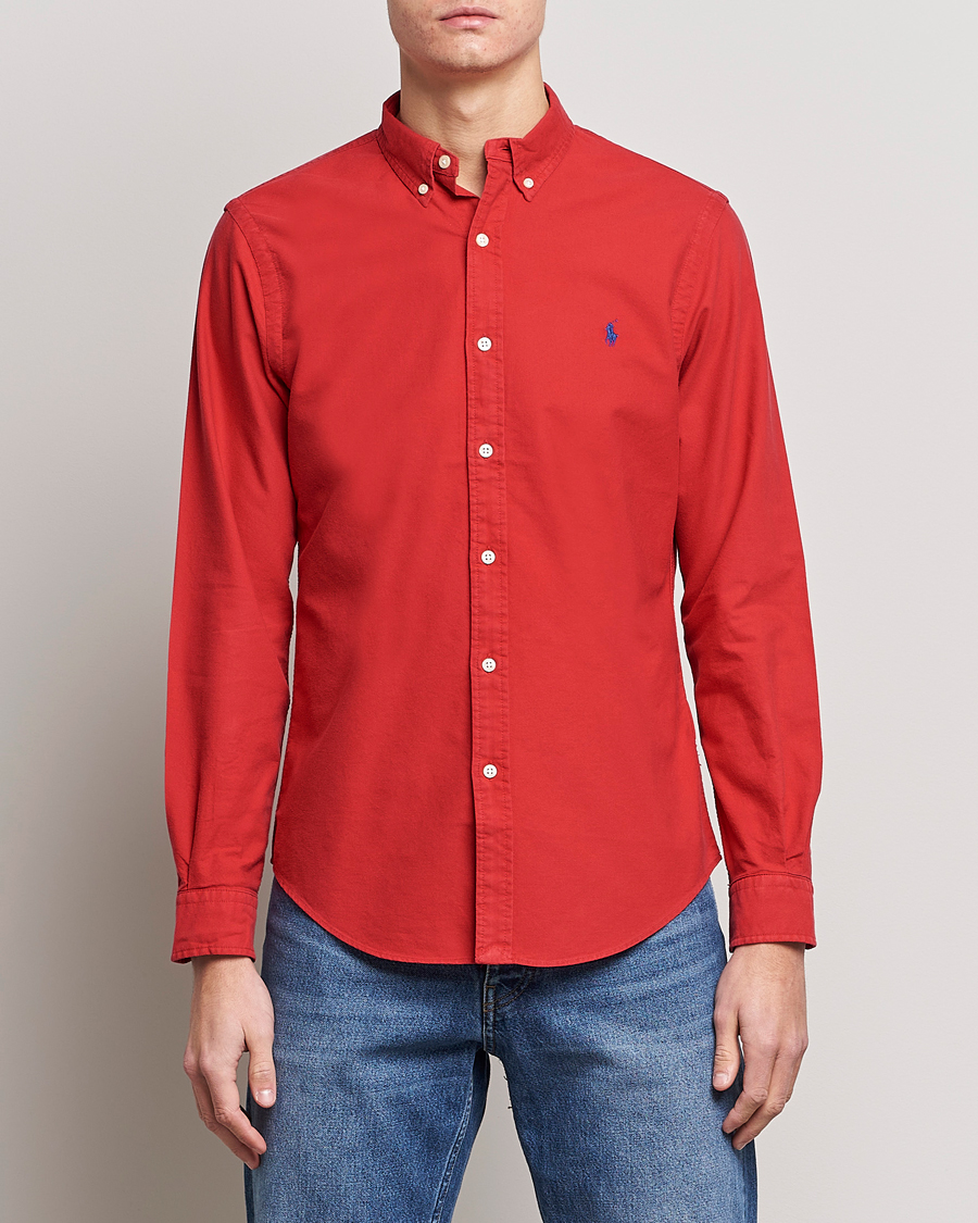 Herre | Skjorter | Polo Ralph Lauren | Slim Fit Garment Dyed Oxford Shirt Red