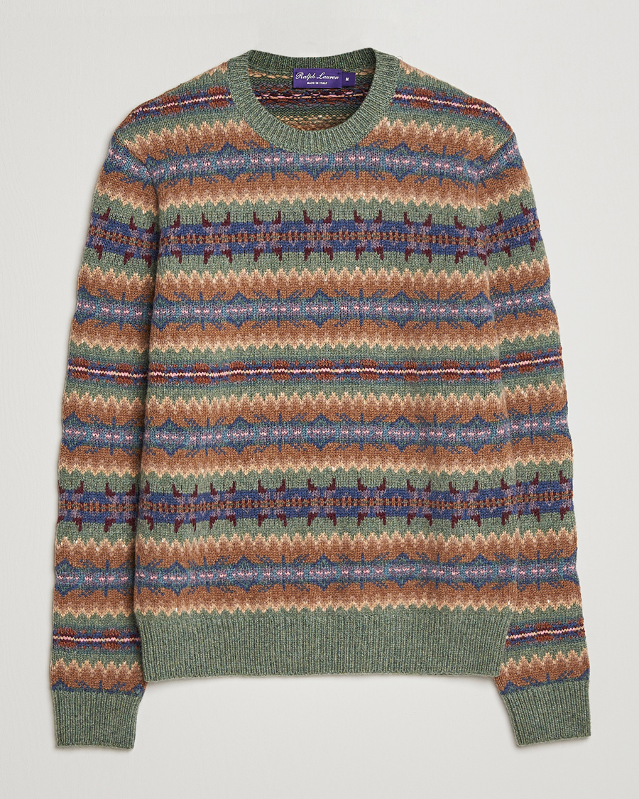 Herre | Trøjer | Ralph Lauren Purple Label | Fairisle Jacquard Sweater Tan Multi