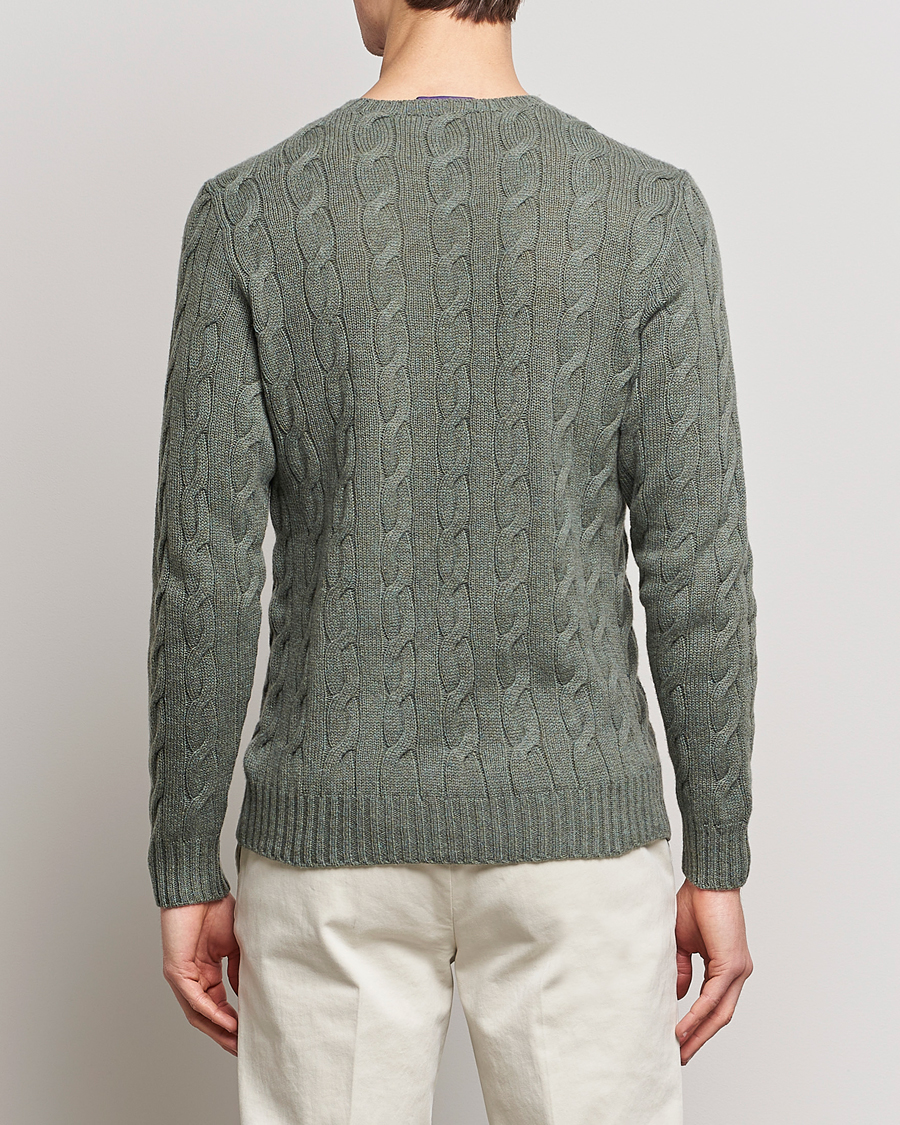 Herre | Trøjer | Ralph Lauren Purple Label | Cashmere Cable Crew Neck Sweater Sea Spray