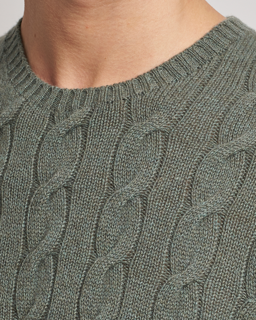 Herre | Trøjer | Ralph Lauren Purple Label | Cashmere Cable Crew Neck Sweater Sea Spray