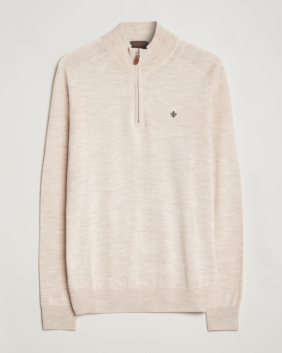 Herre | Trøjer | Morris | John Merino Half Zip Ecru