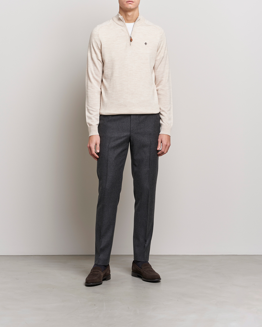 Herre | Trøjer | Morris | John Merino Half Zip Ecru