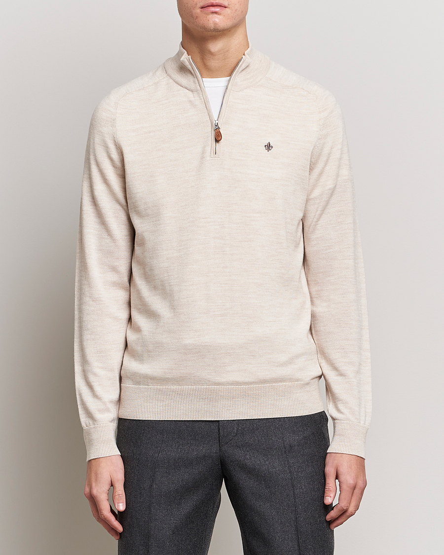 Herre | Trøjer | Morris | John Merino Half Zip Ecru