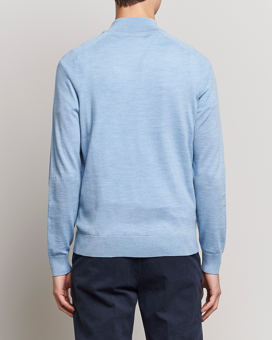 Herre | Trøjer | Morris | John Merino Half Zip Light Blue