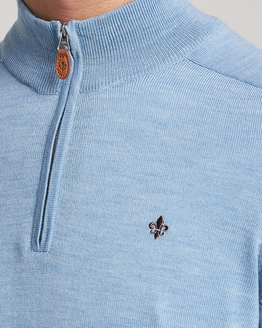 Herre | Trøjer | Morris | John Merino Half Zip Light Blue