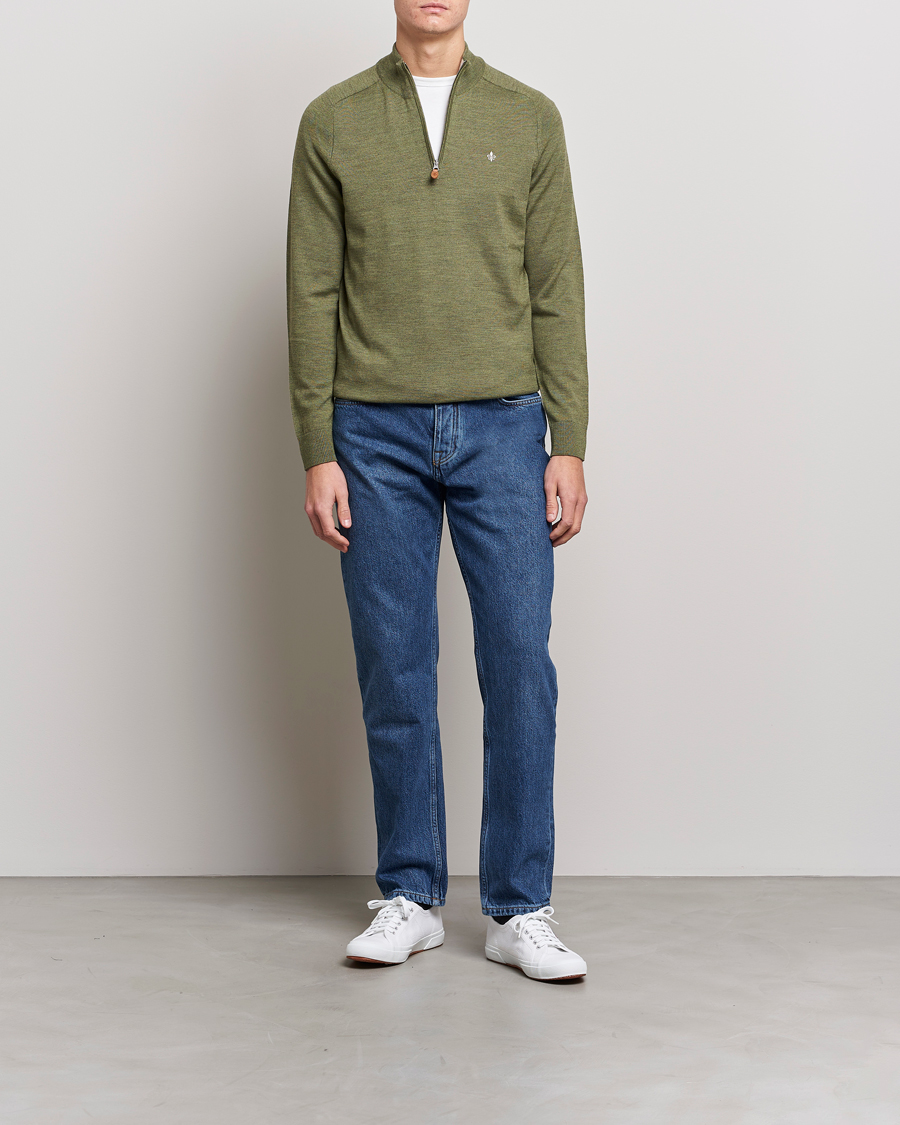 Herre | Trøjer | Morris | John Merino Half Zip Sage Green