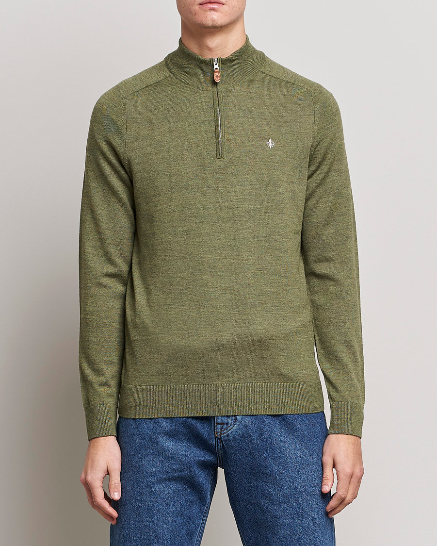 Herre | Trøjer | Morris | John Merino Half Zip Sage Green