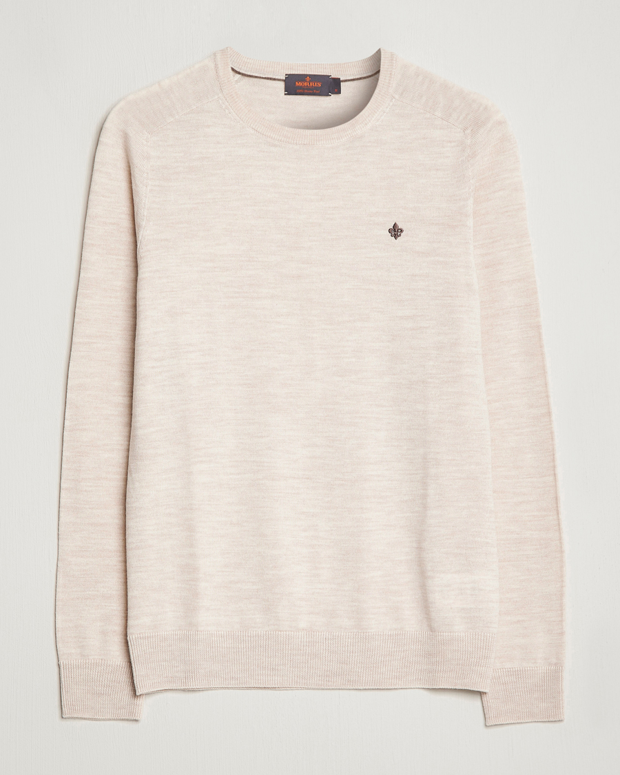 Herre | Trøjer | Morris | Merino Crew Neck Pullover Ecru