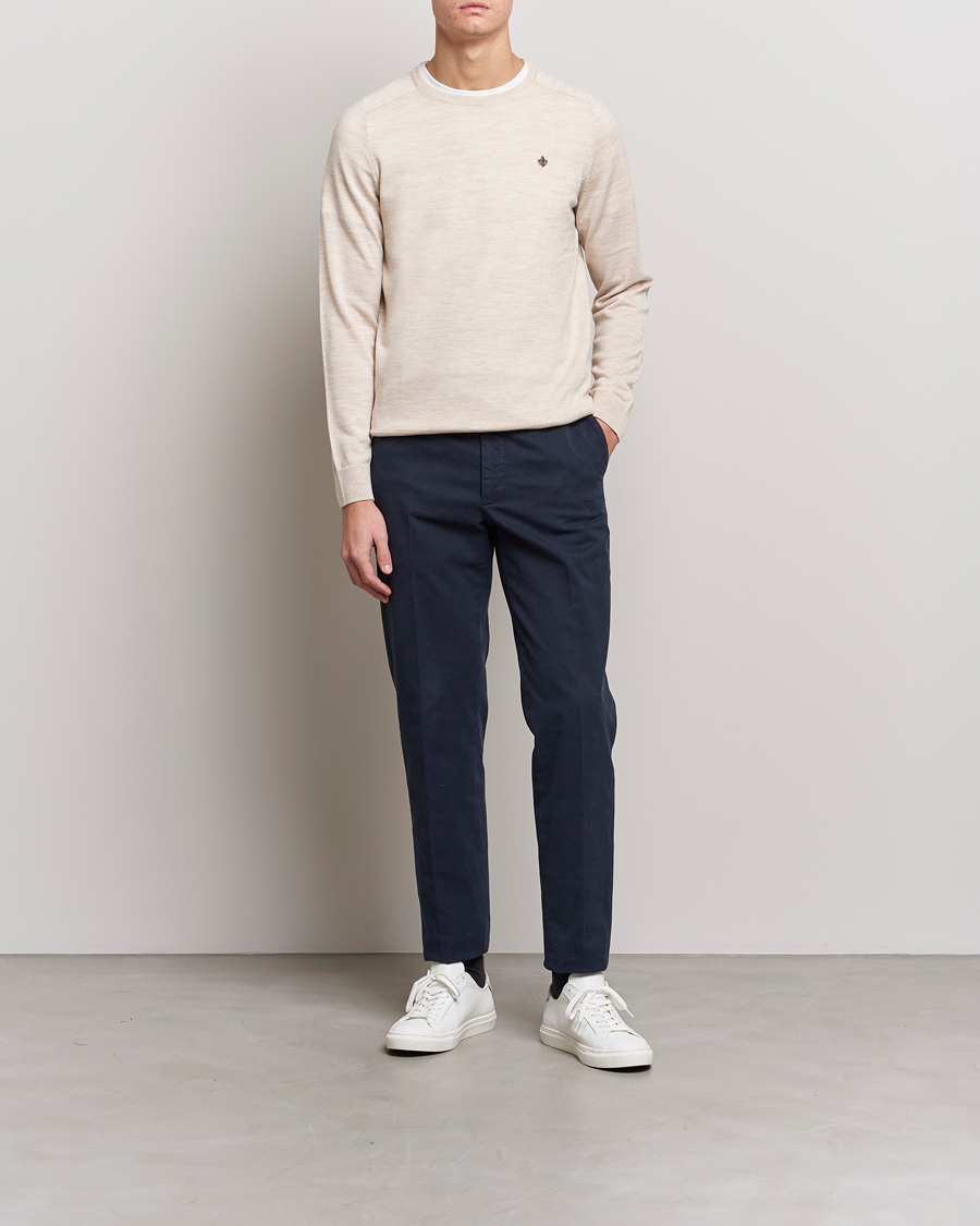 Herre | Trøjer | Morris | Merino Crew Neck Pullover Ecru