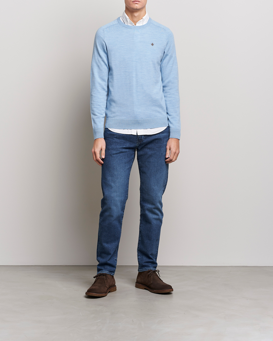 Herre | Trøjer | Morris | Merino Crew Neck Pullover Light Blue