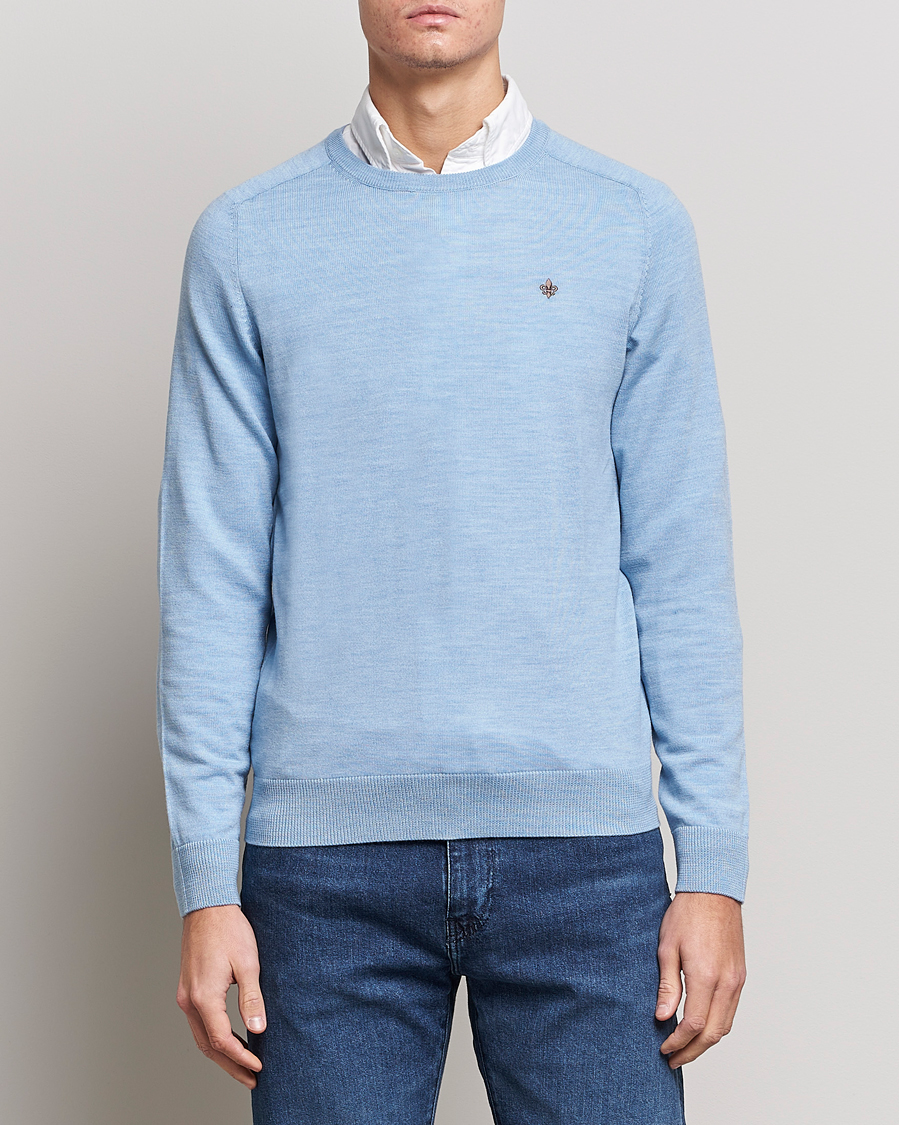 Herre | Trøjer | Morris | Merino Crew Neck Pullover Light Blue