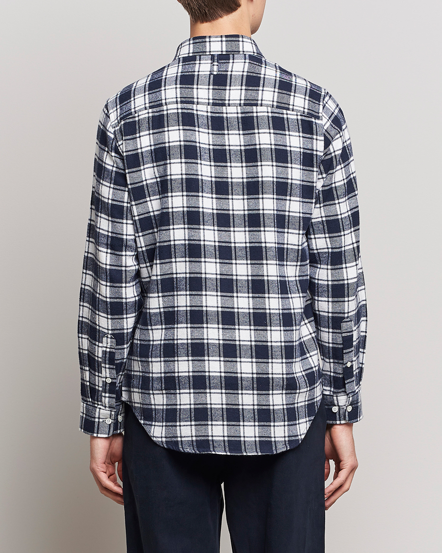 Herre | Skjorter | NN07 | Arne Brushed Cotton Checked Shirt Navy/White