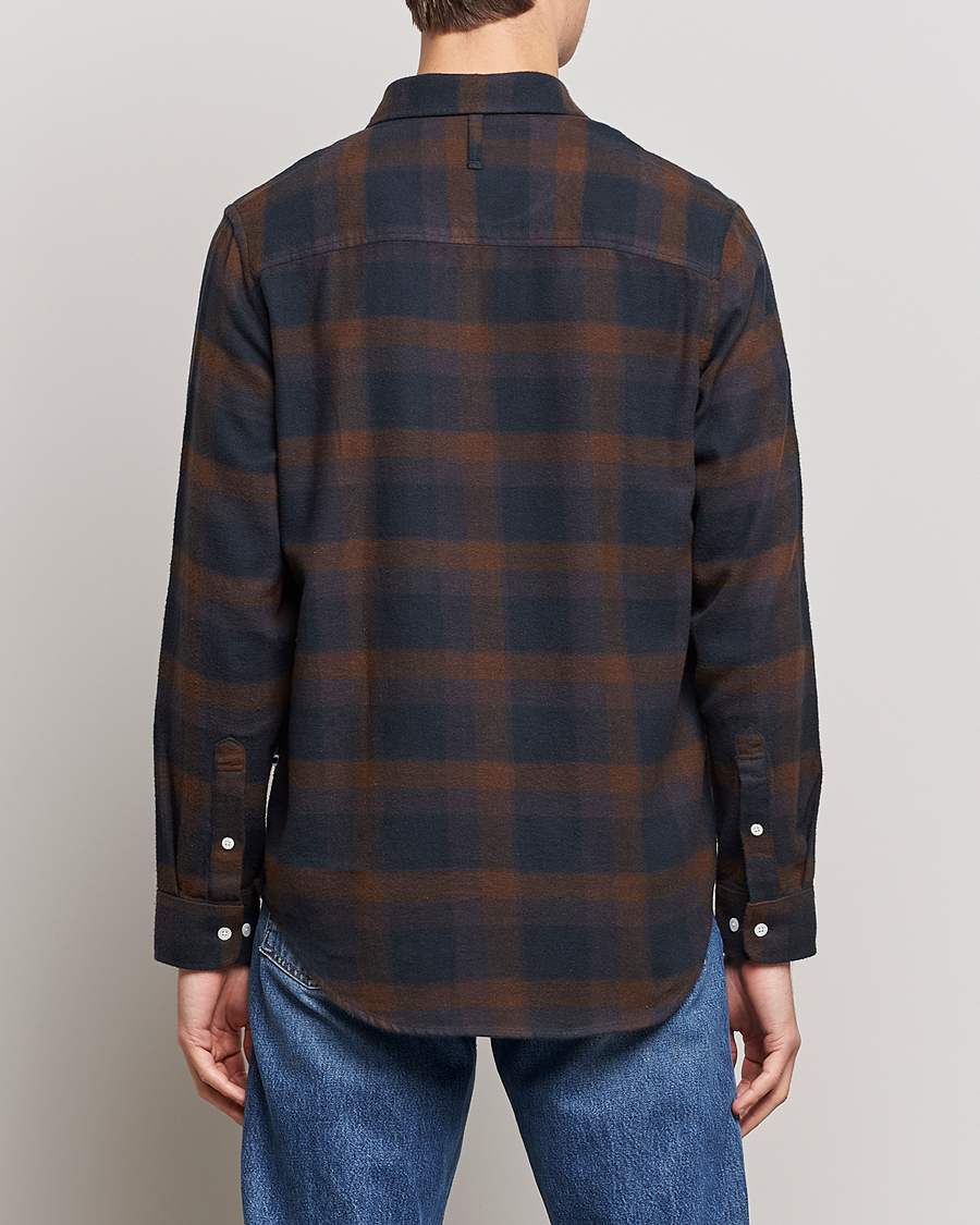 Herre | Skjorter | NN07 | Arne Brushed Cotton Checked Shirt Brown/Navy