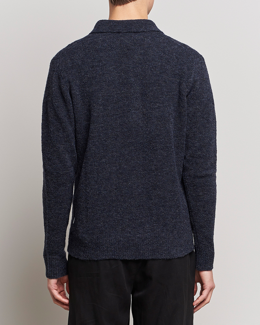 Herre | Trøjer | NN07 | Alfie Boiled Wool Knitted Polo Blue Melange