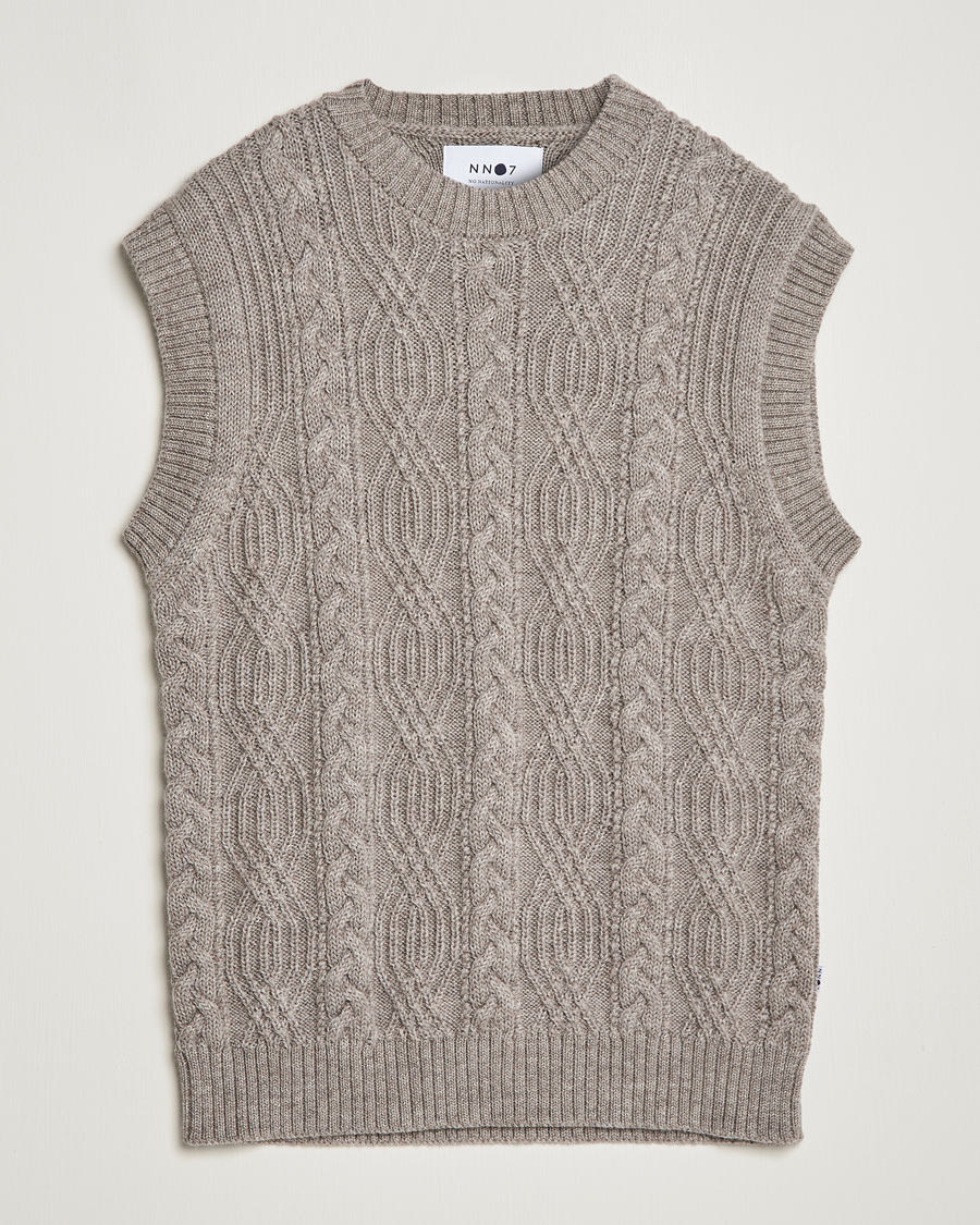 Herre | Trøjer | NN07 | Cable Structured Knitted Vest Nature Melange