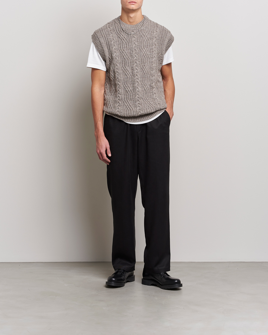 Herre | Trøjer | NN07 | Cable Structured Knitted Vest Nature Melange
